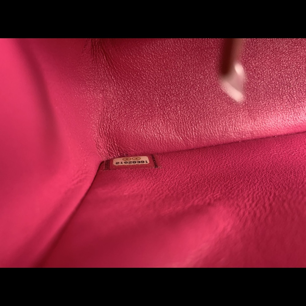 Authentic CHANEL Lambskin Chevron Mini Rectangular Pink with gold hardware - Picture 9 of 17